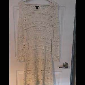 Off white Crochet Dress w Slip